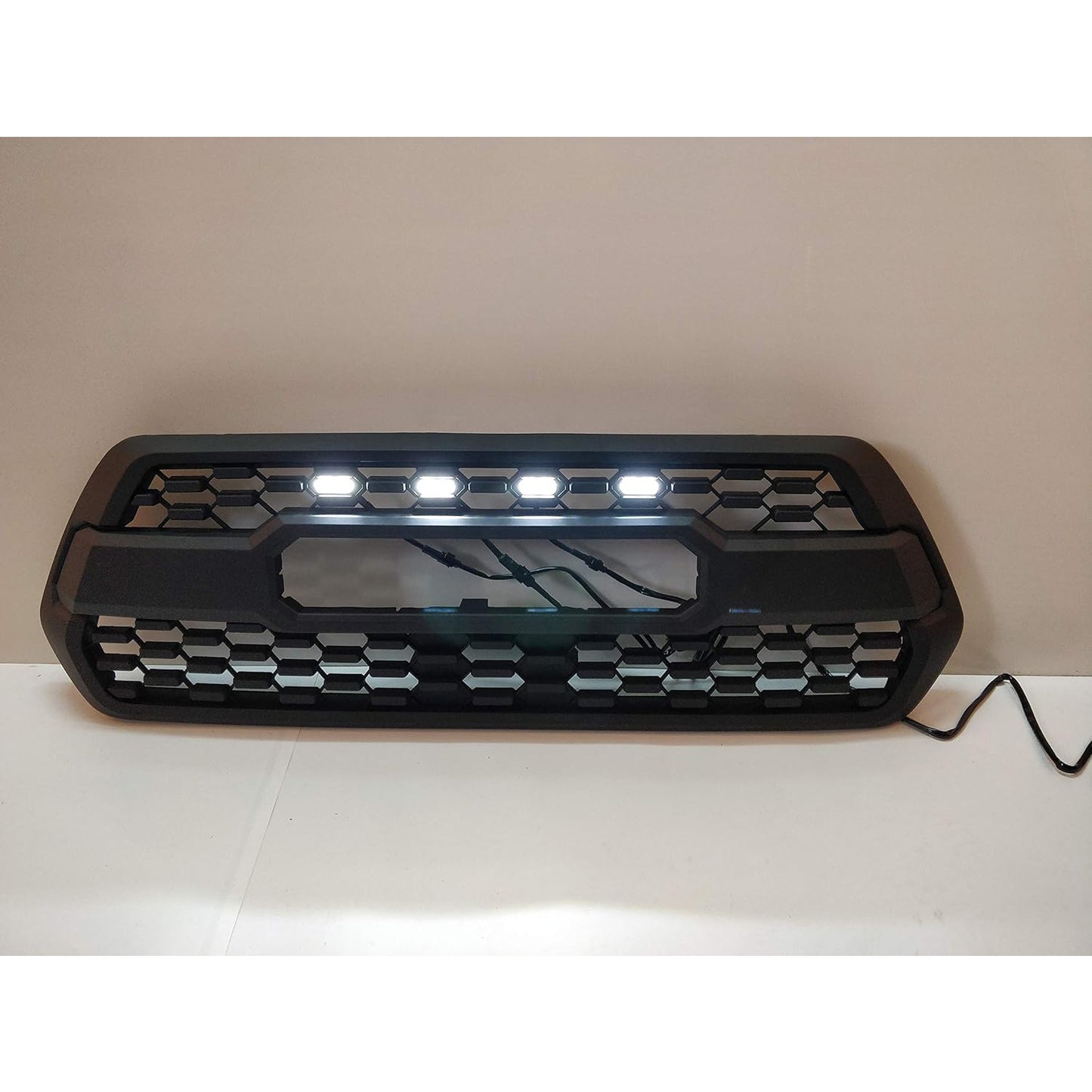 LED fit for TACOMA TRD Grille LED White Lights Fit for TACOMA TRD Grille 2016 2017 2018(Four Units,White) Black Housing Front Cobra Grille Grid Grill Compatible With Jeep Wrangler Rubicon Sahara Sport JK 2007-2017, Matte Black