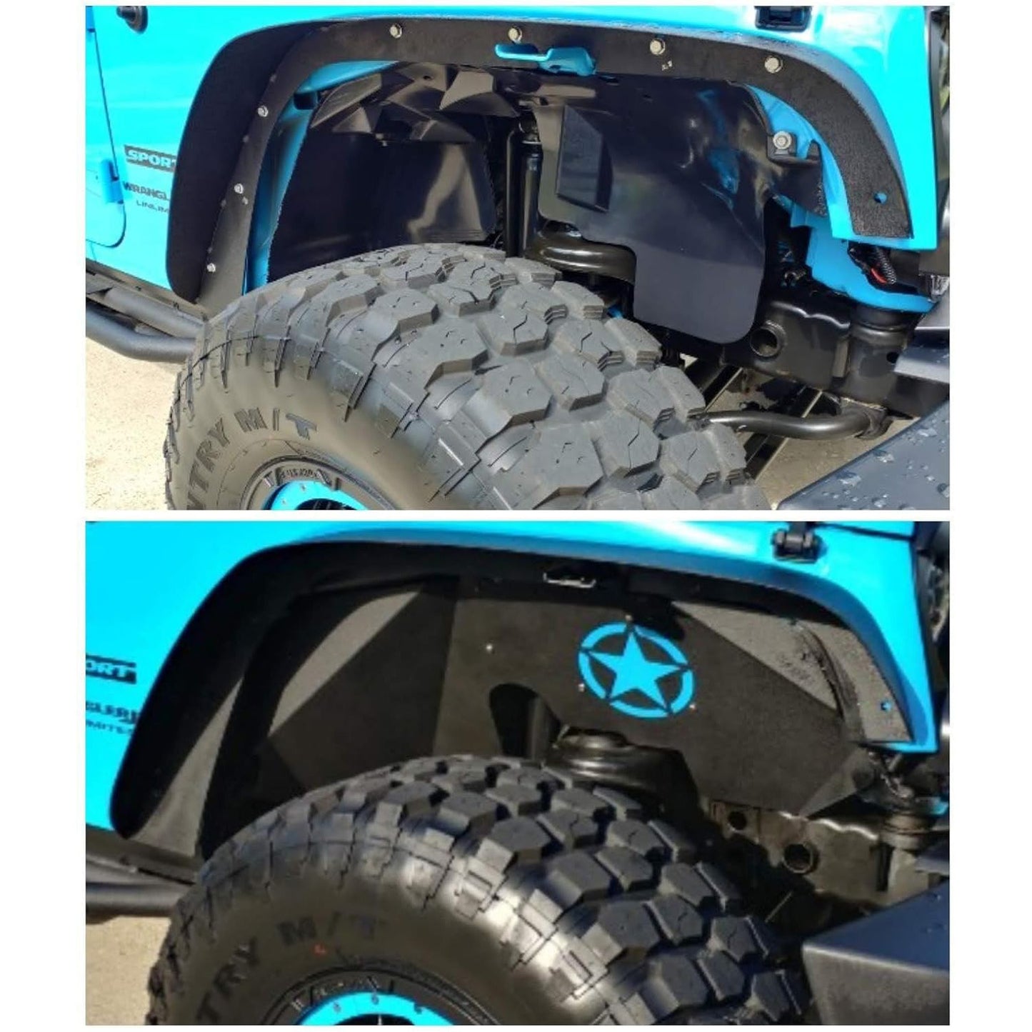 Front and Rear Inner Fender Liners for 2007-2017 Jeep Wrangler JK - Five Star Logo