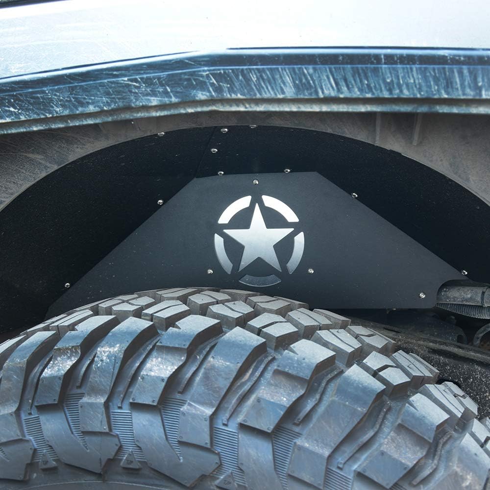 Front and Rear Inner Fender Liners for 2007-2017 Jeep Wrangler JK - Five Star Logo