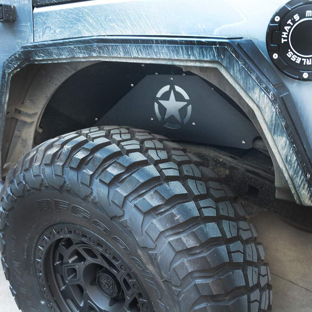 Front and Rear Inner Fender Liners for 2007-2017 Jeep Wrangler JK - Five Star Logo