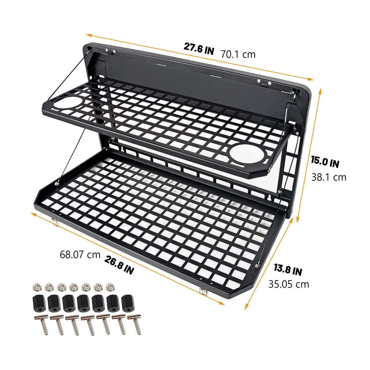 Tailgate Table Rear Foldable Cargo Shelf Aluminum Alloy Storage Shelf MOLLE Panel for Ford Bronco 2021-2024