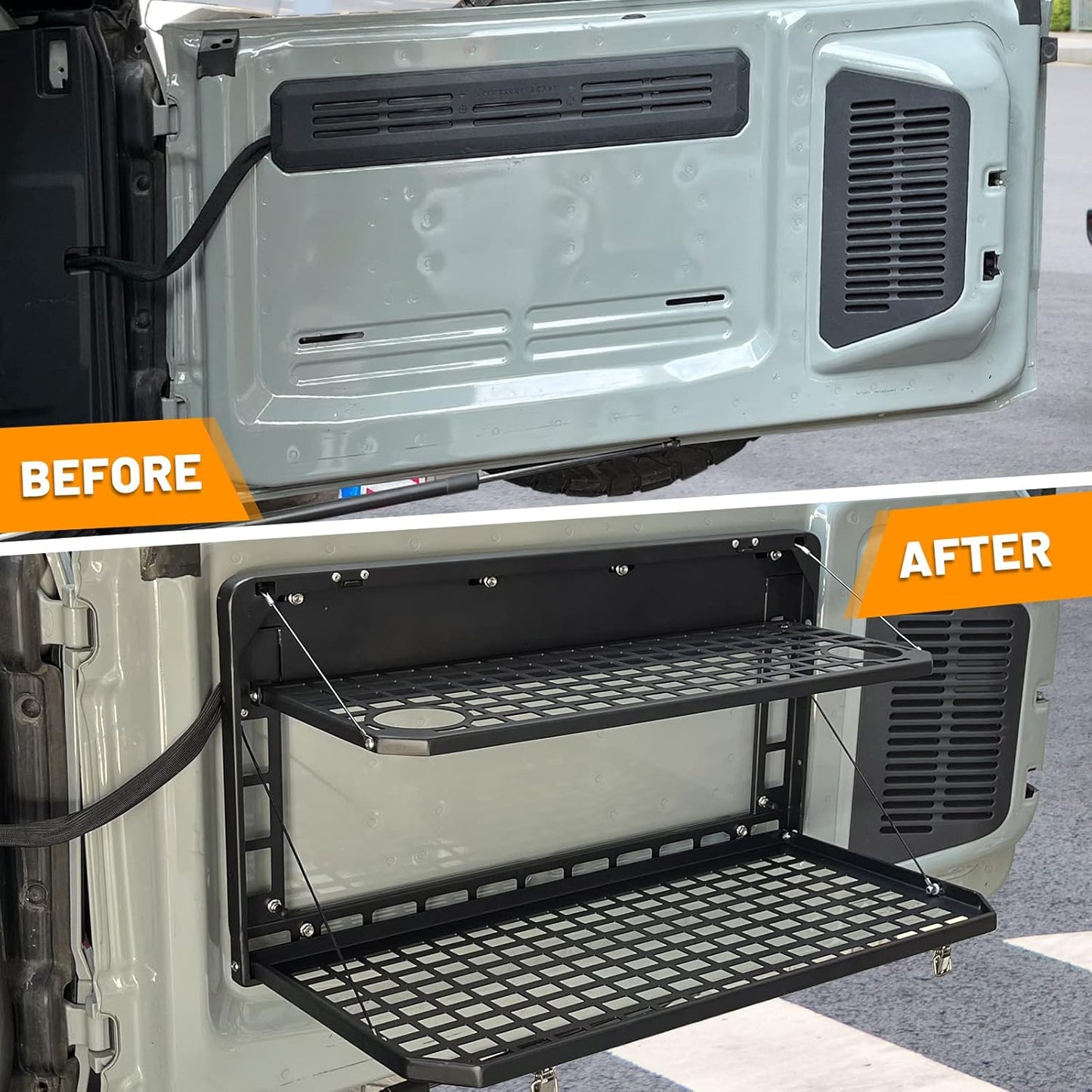 Tailgate Table Rear Foldable Cargo Shelf Aluminum Alloy Storage Shelf MOLLE Panel for Ford Bronco 2021-2024