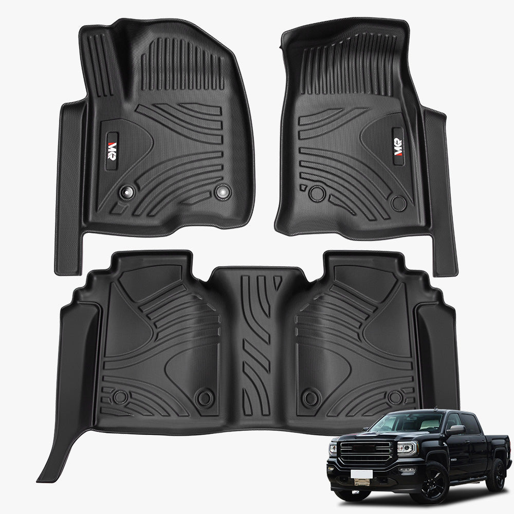 MKR Floor Mats for Chevy Silverado & GMC Sierra 1500 (2019-2020), SLV/SRA 2500/3500 HD Crew Cab (2020-2025)