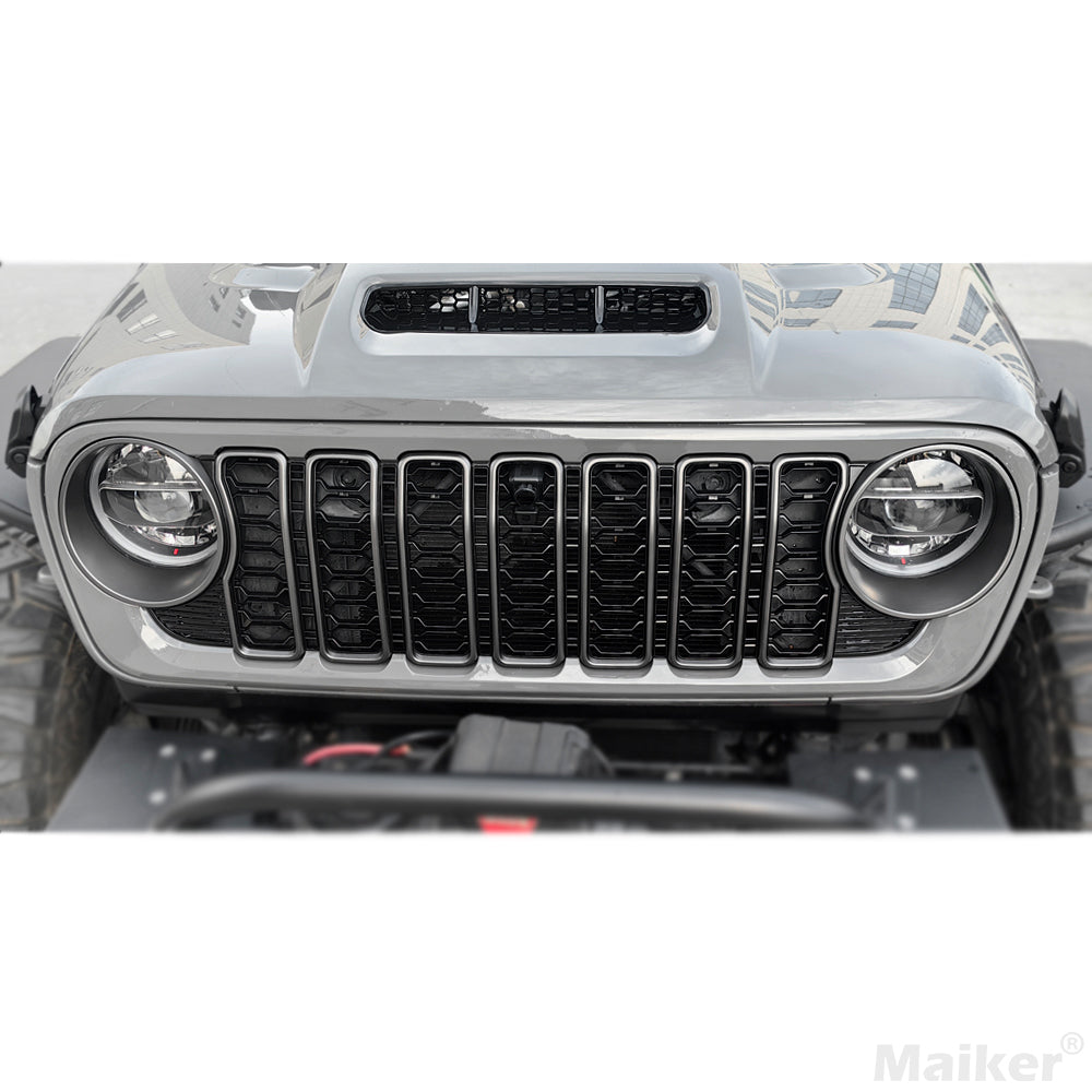 New Grille For Jeep Wrangler JL 2024 Car Mesh Accessories Offroad Parts With Camera Location