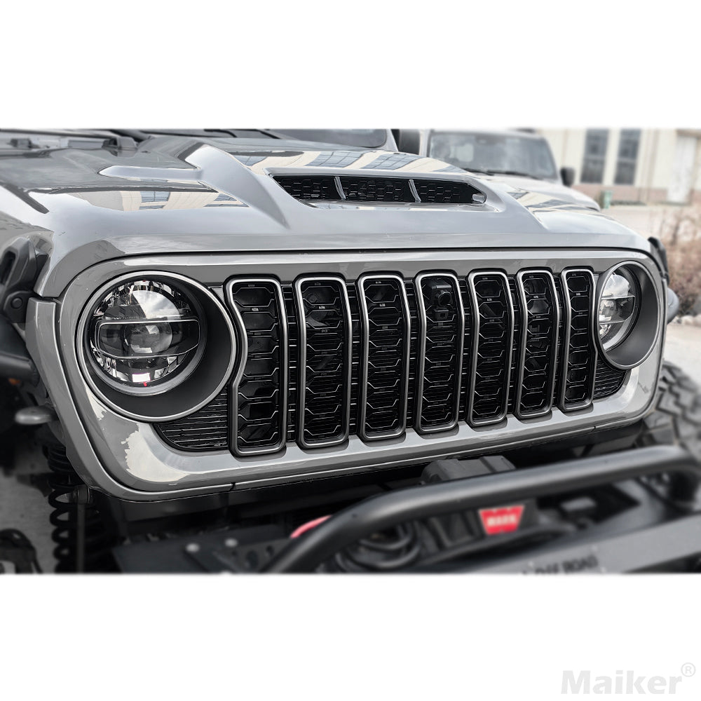 New Grille For Jeep Wrangler JL 2024 Car Mesh Accessories Offroad Parts With Camera Location