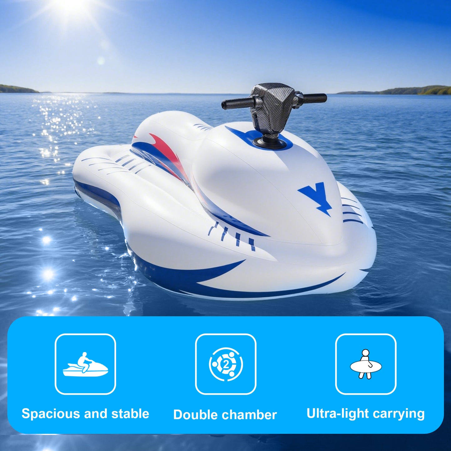 Portable Electric Inflatable Ride-On Watercraft - Motorized Perfect for Lake, River & Water Park Activities (Single Rider Design)