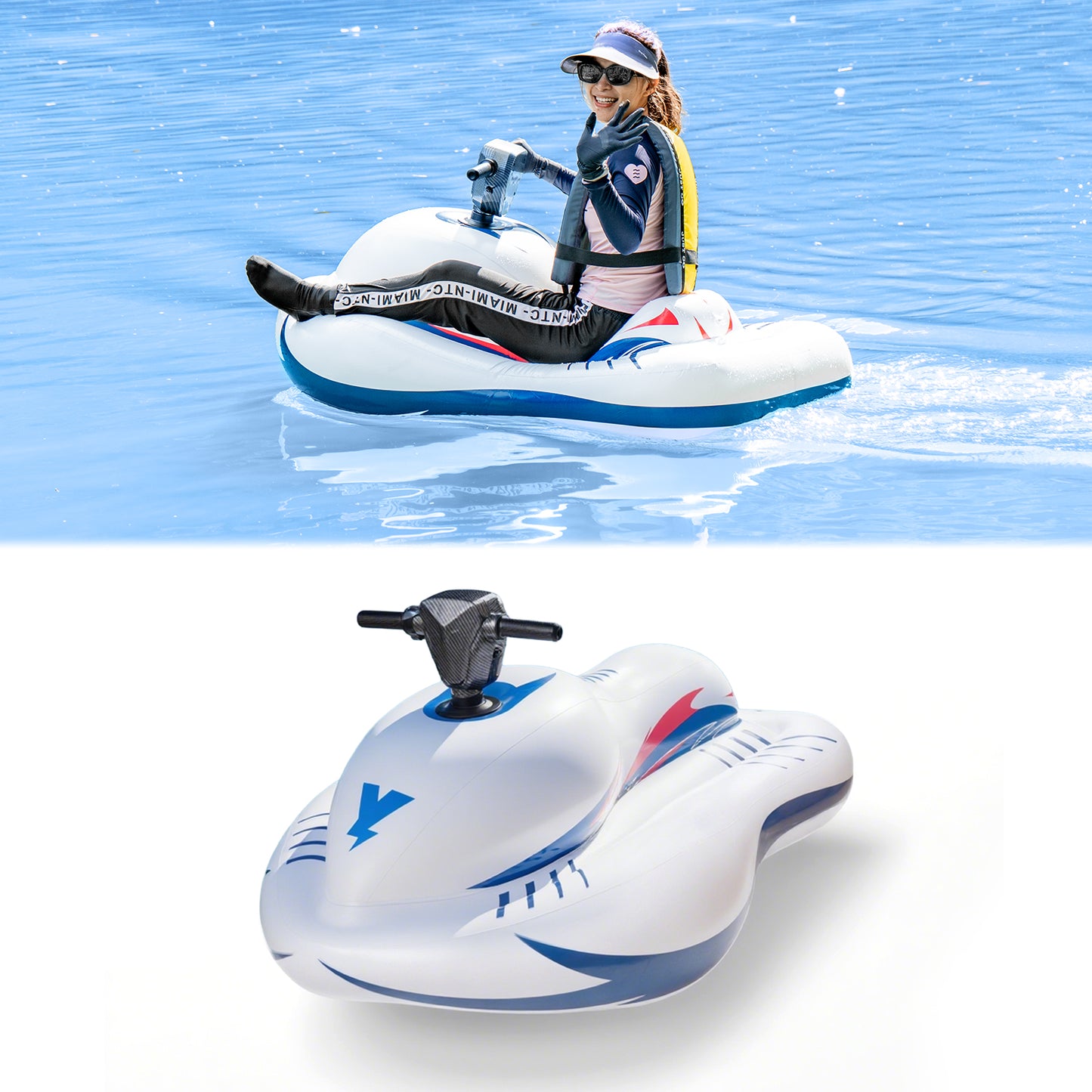 Portable Electric Inflatable Ride-On Watercraft - Motorized Perfect for Lake, River & Water Park Activities (Single Rider Design)