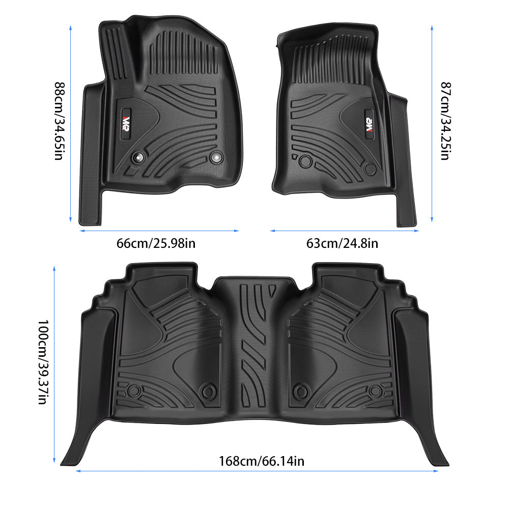 MKR Floor Mats for Chevy Silverado & GMC Sierra 1500 (2019-2020), SLV/SRA 2500/3500 HD Crew Cab (2020-2025)