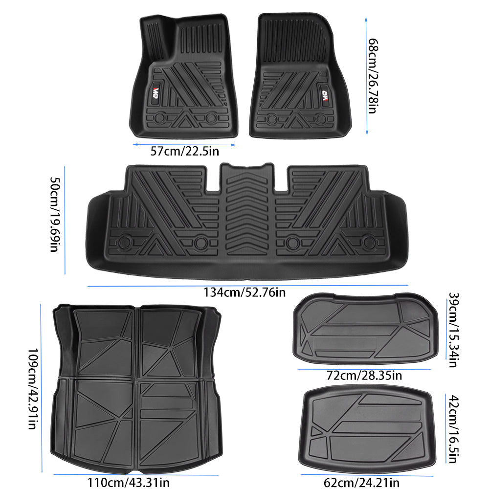 MKR Car Floor Mats For 2023-2025 Tesla Model 3 (Set of 6)