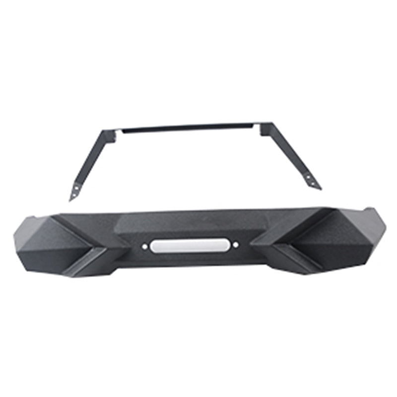 Heavy-Duty Front Bumper with Winch Plate for Wrangler JK (2007-2018)JL - Robust Black Textured Manganese Steel Construction, Ideal for On and Off-Road Adventures