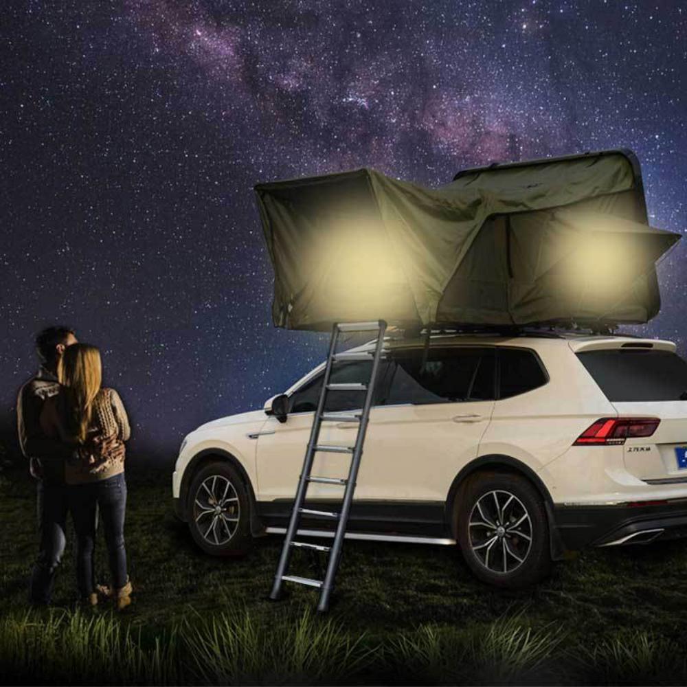 Portable Folding Aluminium Telescopic Ladder Non-Slip Extension Telescoping Ladder with Hooks Roof top tent and roof rack use