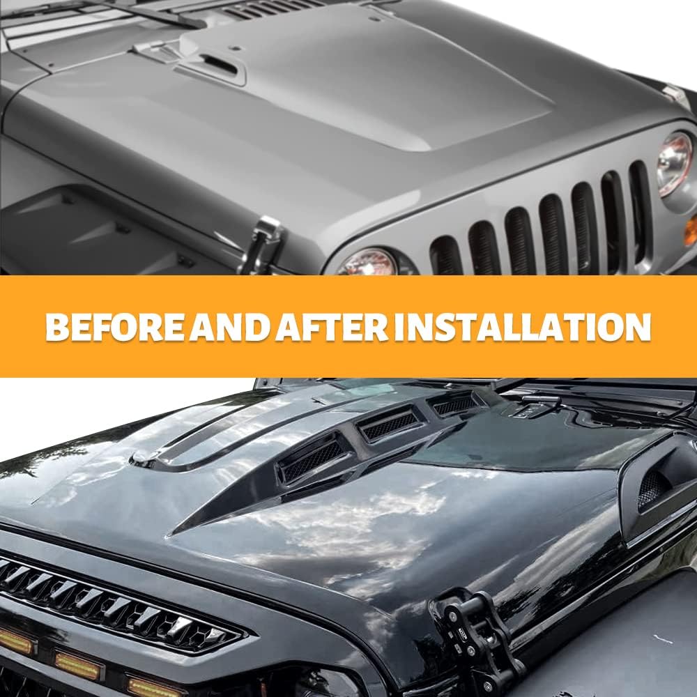 The Avenger Style Replacement Hood Compatible with 2007-2017 Wrangler JK JKU Unlimited Rubicon