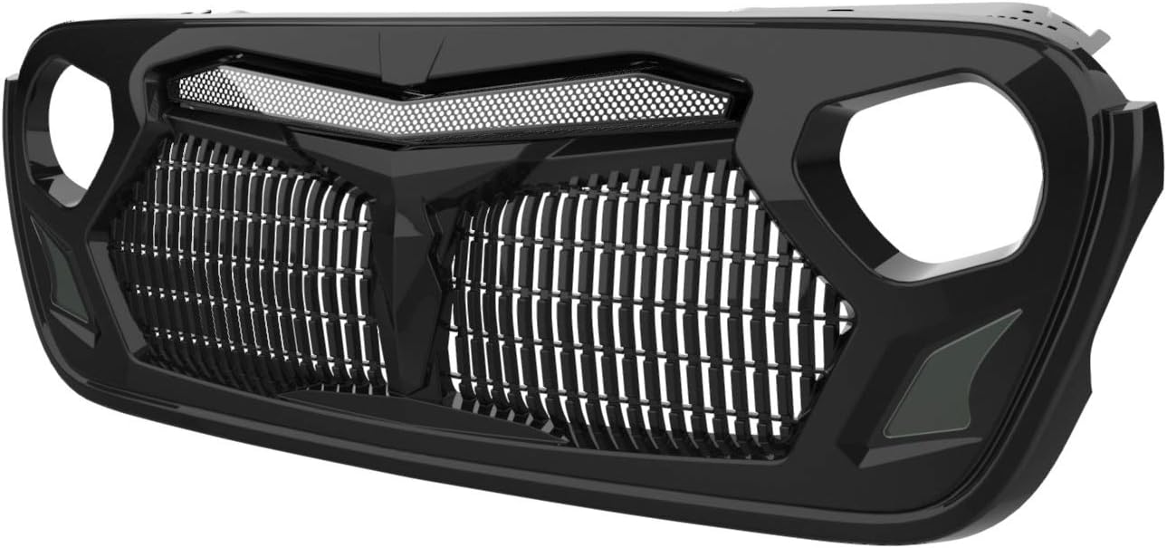 LED Warframe style/Armor Style Grille compatible with Jeep Wrangler 2018-2020 JL JLU Rubicon Sahara Sport/2020 JT Gladiator