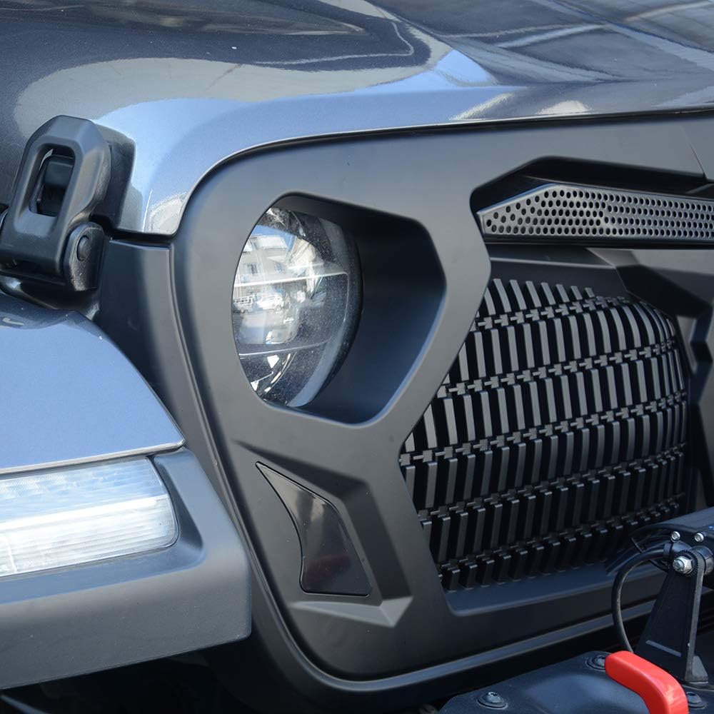LED Warframe style/Armor Style Grille compatible with Jeep Wrangler 2018-2020 JL JLU Rubicon Sahara Sport/2020 JT Gladiator