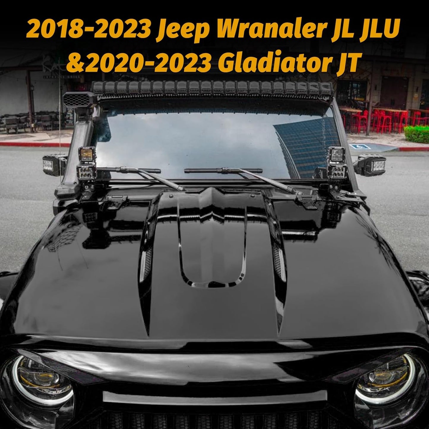 Replacement for Wrangler Hood,The Avenger Style Hood Compatible with 2018+Jeep Wrangler JL JLU&2020-2023 Gladiator JT,Heat Dispersion Hood (Not for Mojave&392 Model)