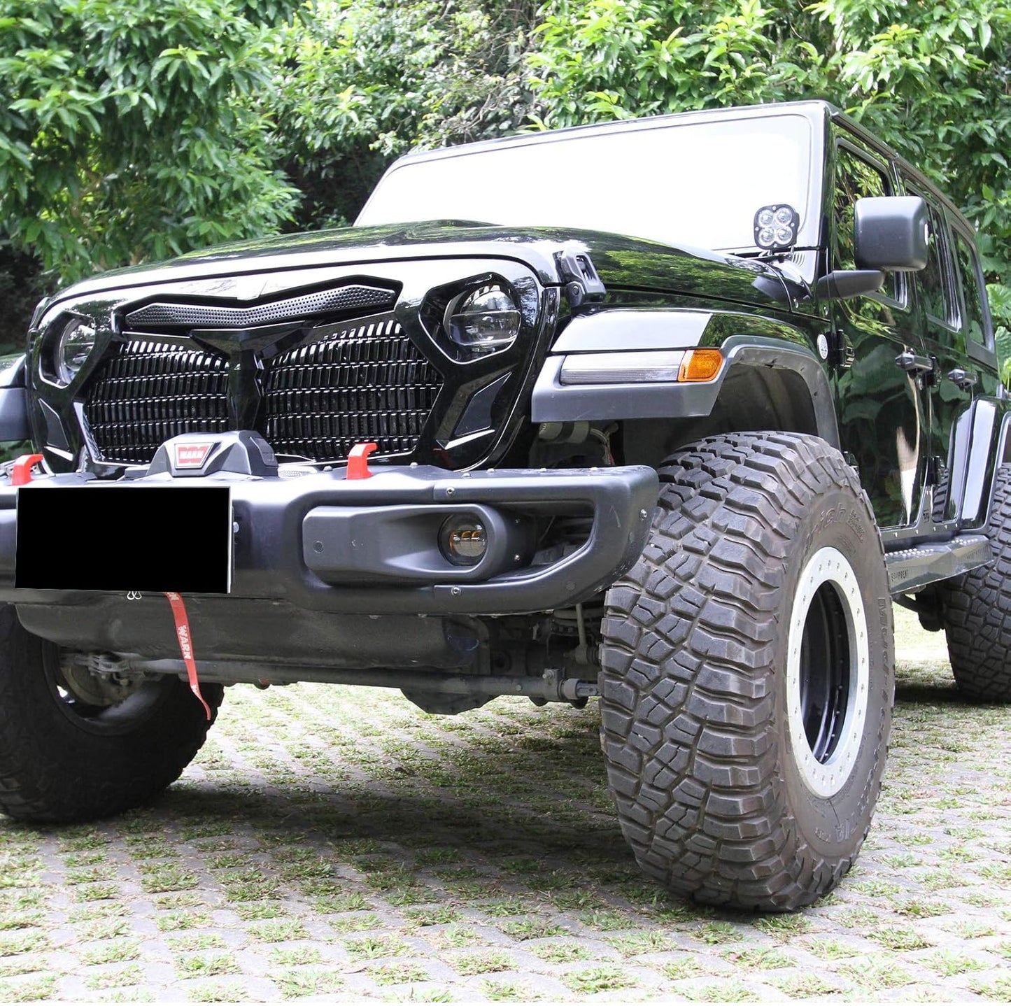 LED Warframe style/Armor Style Grille compatible with Jeep Wrangler 2018-2020 JL JLU Rubicon Sahara Sport/2020 JT Gladiator