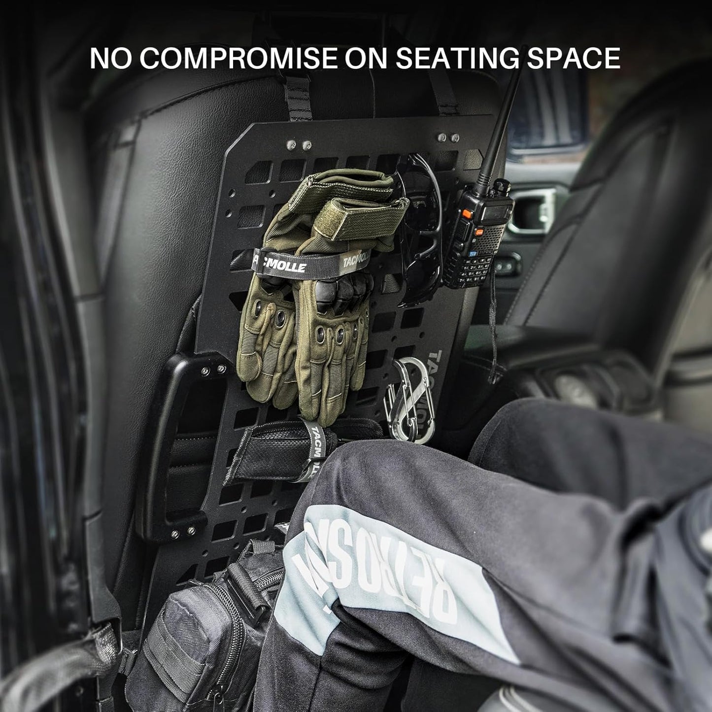 Portable Rigid MOLLE Panel with Handle, Tactical Car Back Seat Organizer, Heavy-Duty Modular Storage Solution for Vehicles, Universal MOLLE Panels for Car and Truck Organization Rack