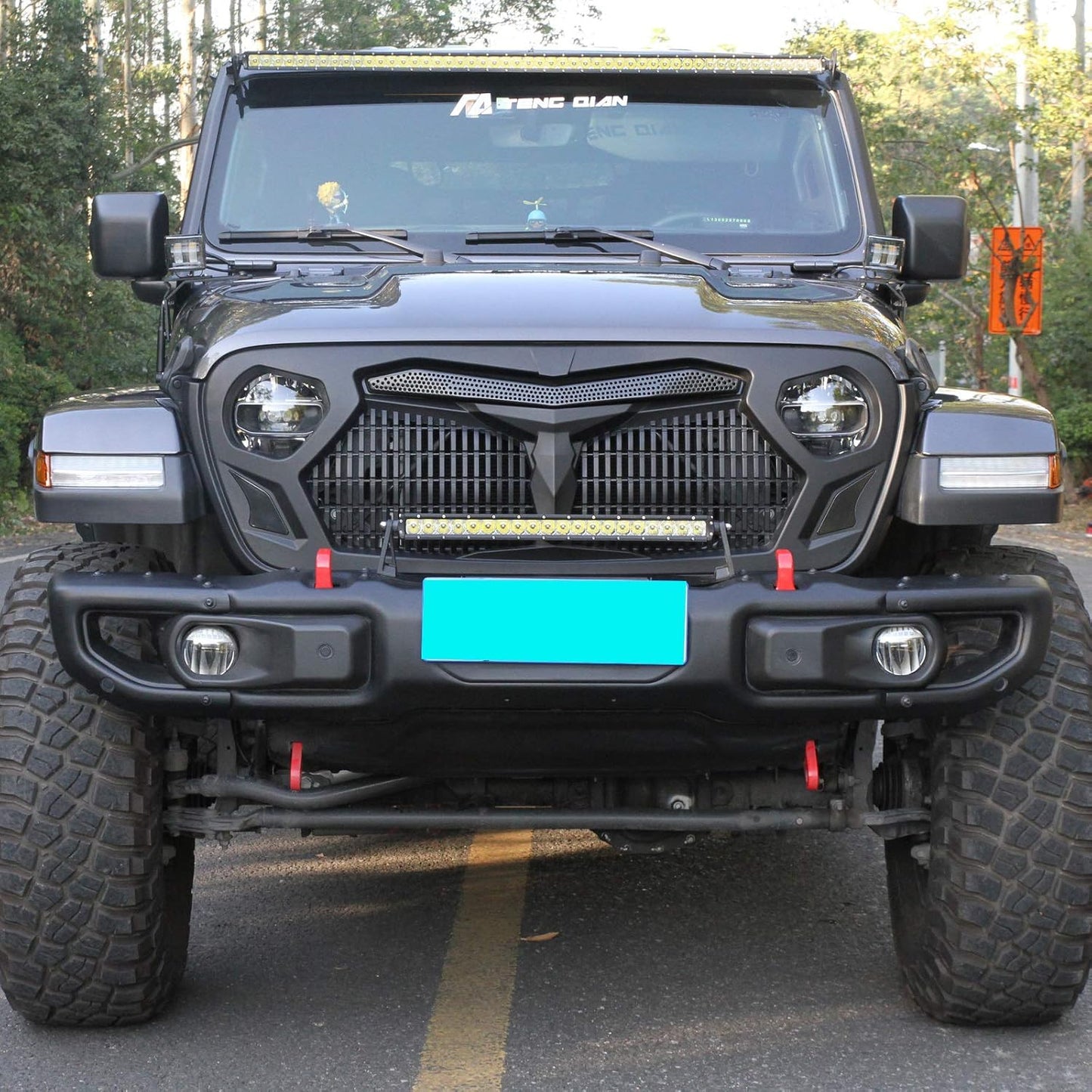 LED Warframe style/Armor Style Grille compatible with Jeep Wrangler 2018-2020 JL JLU Rubicon Sahara Sport/2020 JT Gladiator
