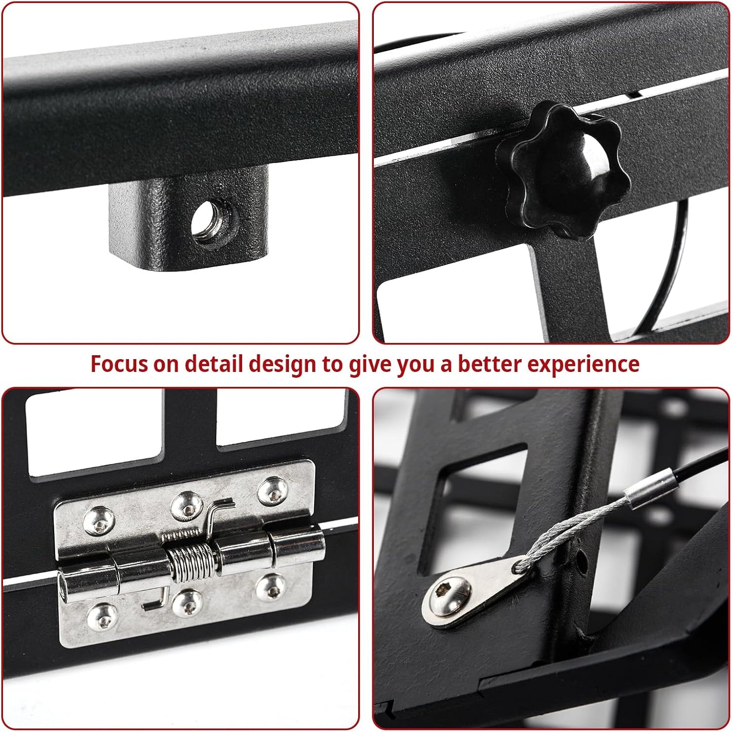 Tailgate Table Rear Foldable Cargo Shelf Aluminum Alloy Storage Shelf MOLLE Panel for Jeep Wrangler JK JKU JL JLUexcluding vehicles with speakers in the tailgate, like the 2-door Jeep Rubicon)