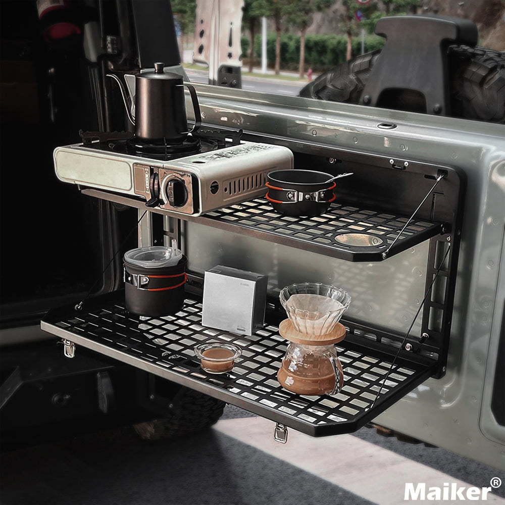 Tailgate Table Rear Foldable Cargo Shelf Aluminum Alloy Storage Shelf MOLLE Panel for Ford Bronco 2021-2024