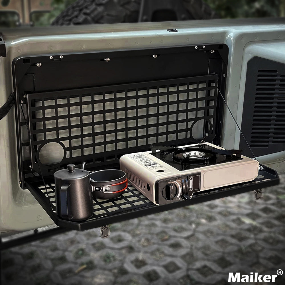 Tailgate Table Rear Foldable Cargo Shelf Aluminum Alloy Storage Shelf MOLLE Panel for Ford Bronco 2021-2024