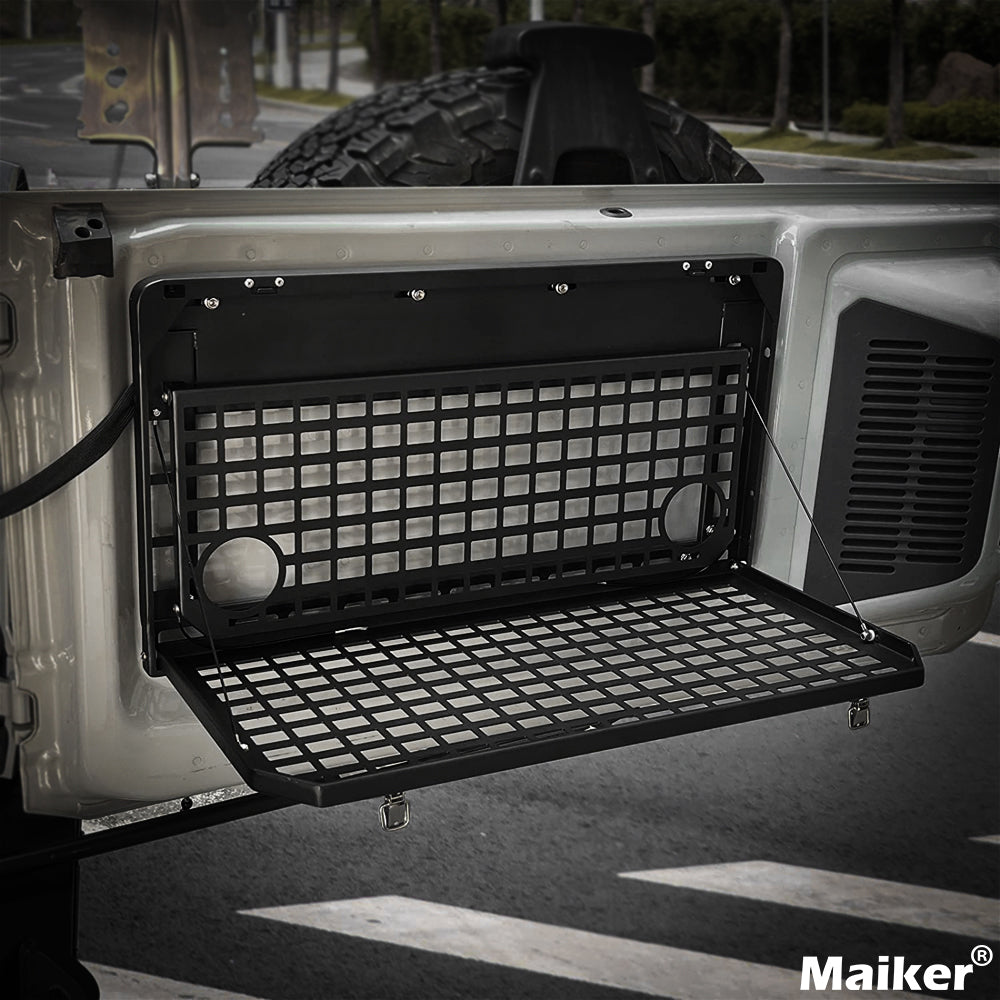 Tailgate Table Rear Foldable Cargo Shelf Aluminum Alloy Storage Shelf MOLLE Panel for Ford Bronco 2021-2024