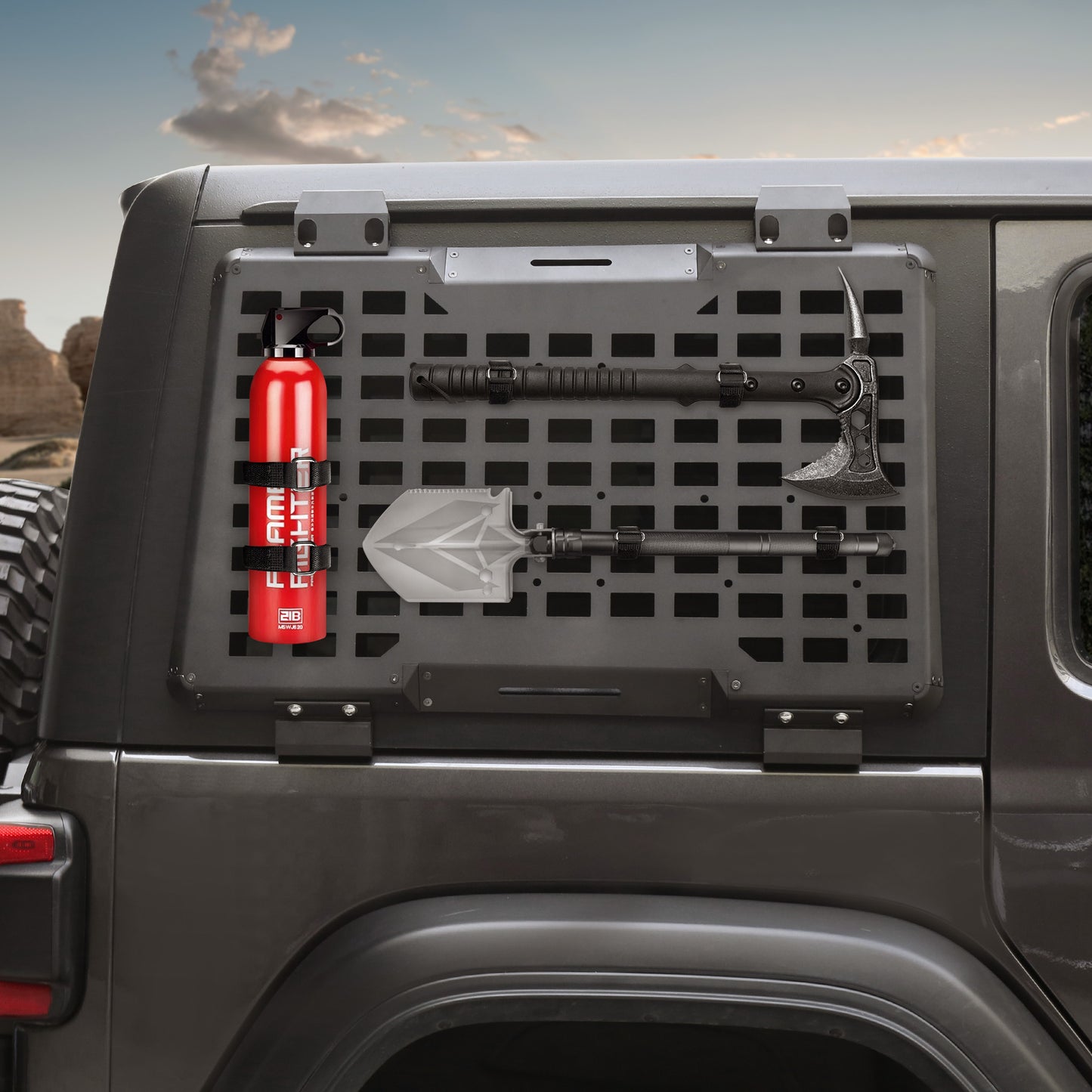 Rear Window Molle Panel System for 2018-2024 Jeep Wrangler JL 4Doors - Modular Storage and Protective Decoration
