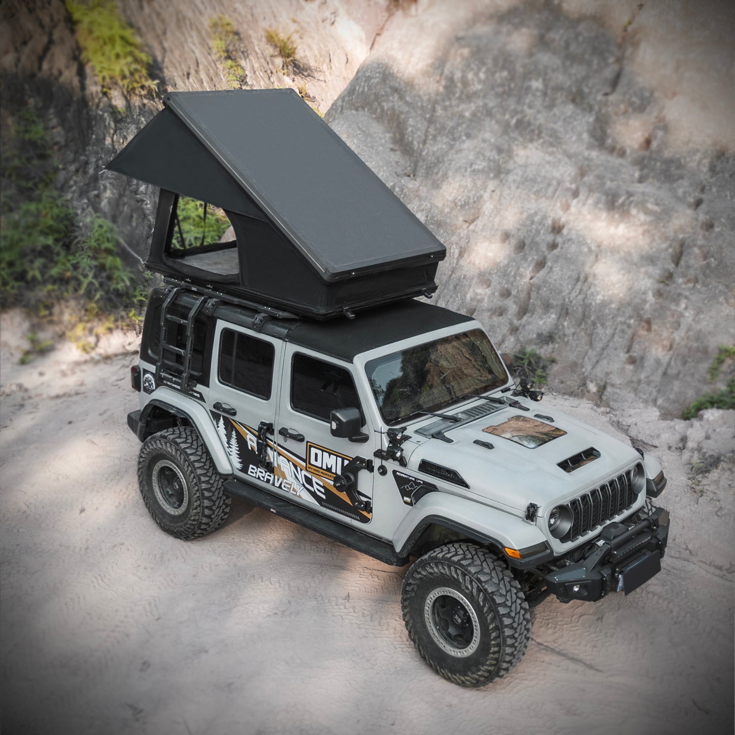 Roof Top Tent Hardshell Rooftop Tent For Van Jeep SUV Truck Car Overland Tent Camping for 2-3 Person( With Ladder)