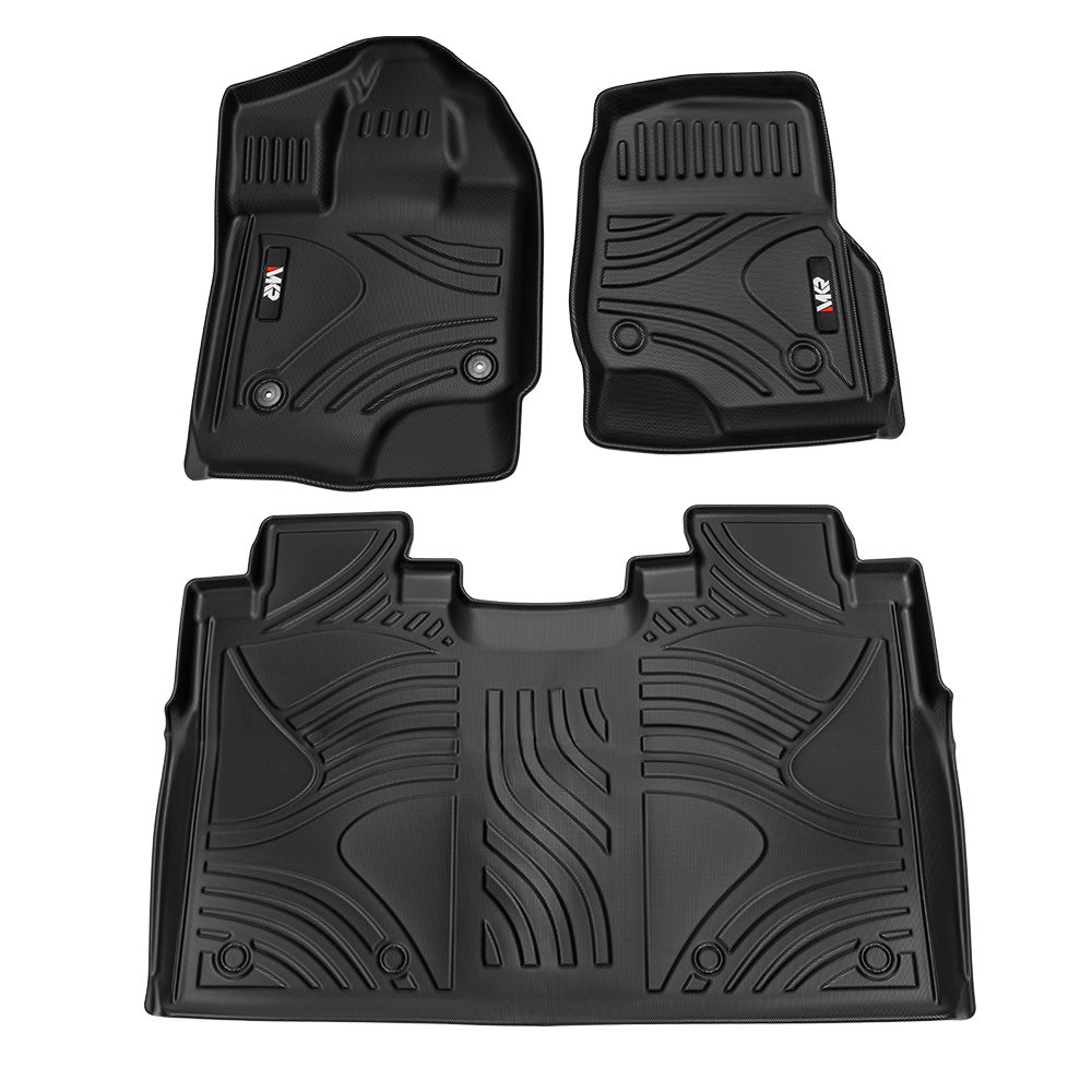 MKR TPE Floor Mats For 15-24 Ford F-150 & 22-24 F150 Lightning SuperCrew (Rear w/o Fold Flat Storage)