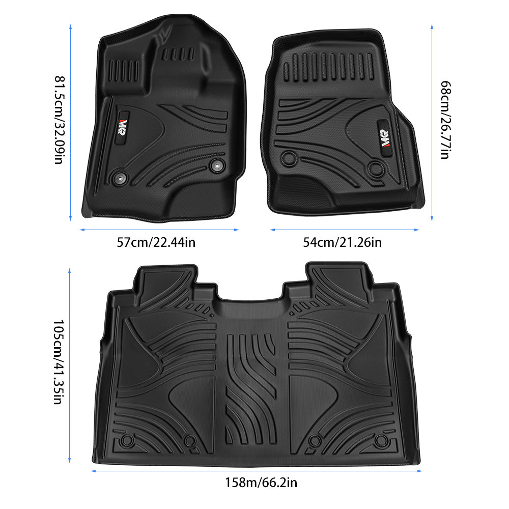 MKR TPE Floor Mats For 15-24 Ford F-150 & 22-24 F150 Lightning SuperCrew (Rear w/o Fold Flat Storage)