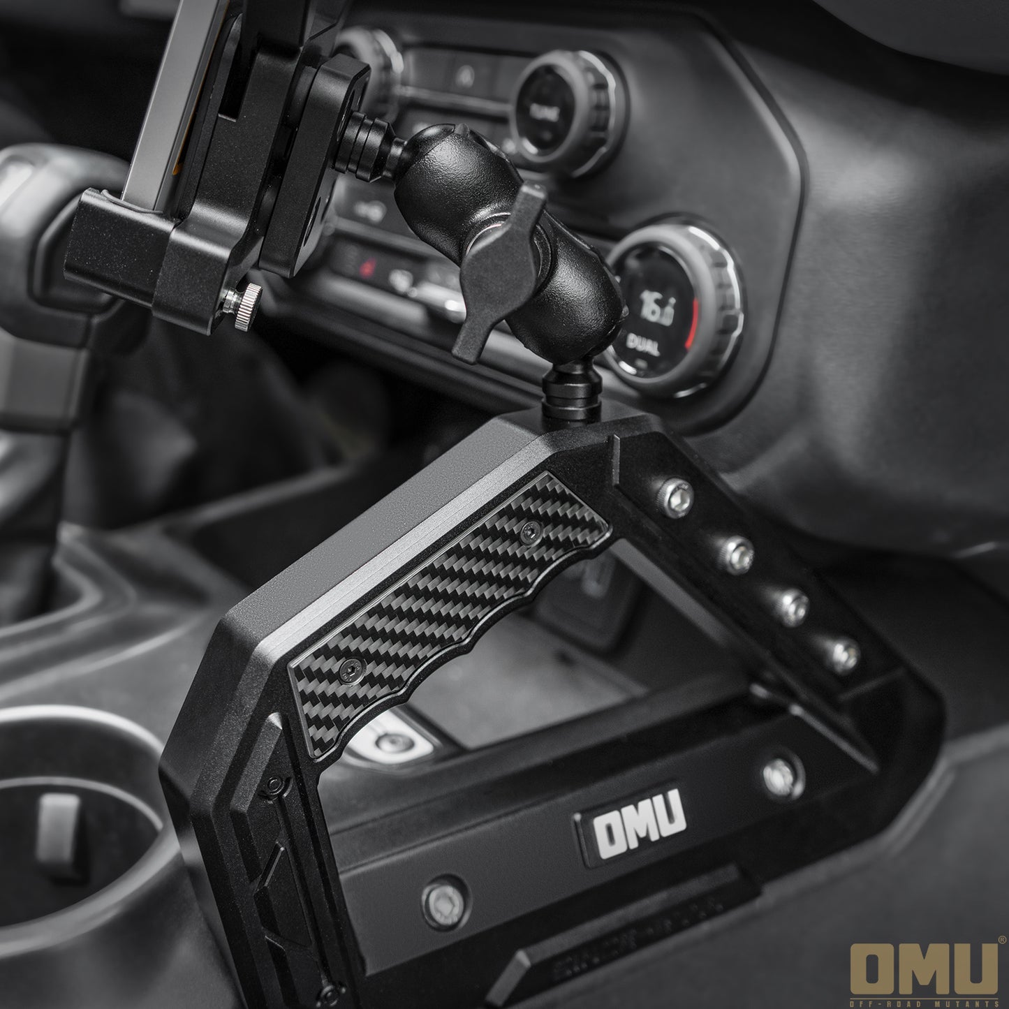 OMU Genesis Series Aluminum Center Console Grab Handle With Phone Holder For Ford Bronco