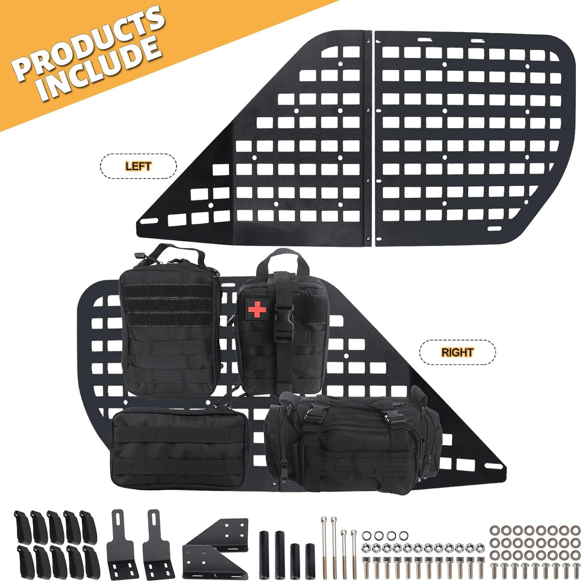 Rear Window Storage Panel System with 4 Bags & 10 Fastening Tape