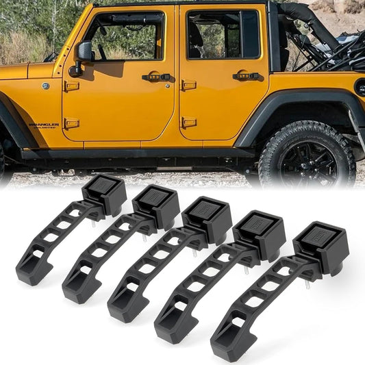 Black Door Handles Kit and Tailgate Handle Compatible with 2007-2018 Jeep Wrangler JK JKU 5PCS (No Pressing)