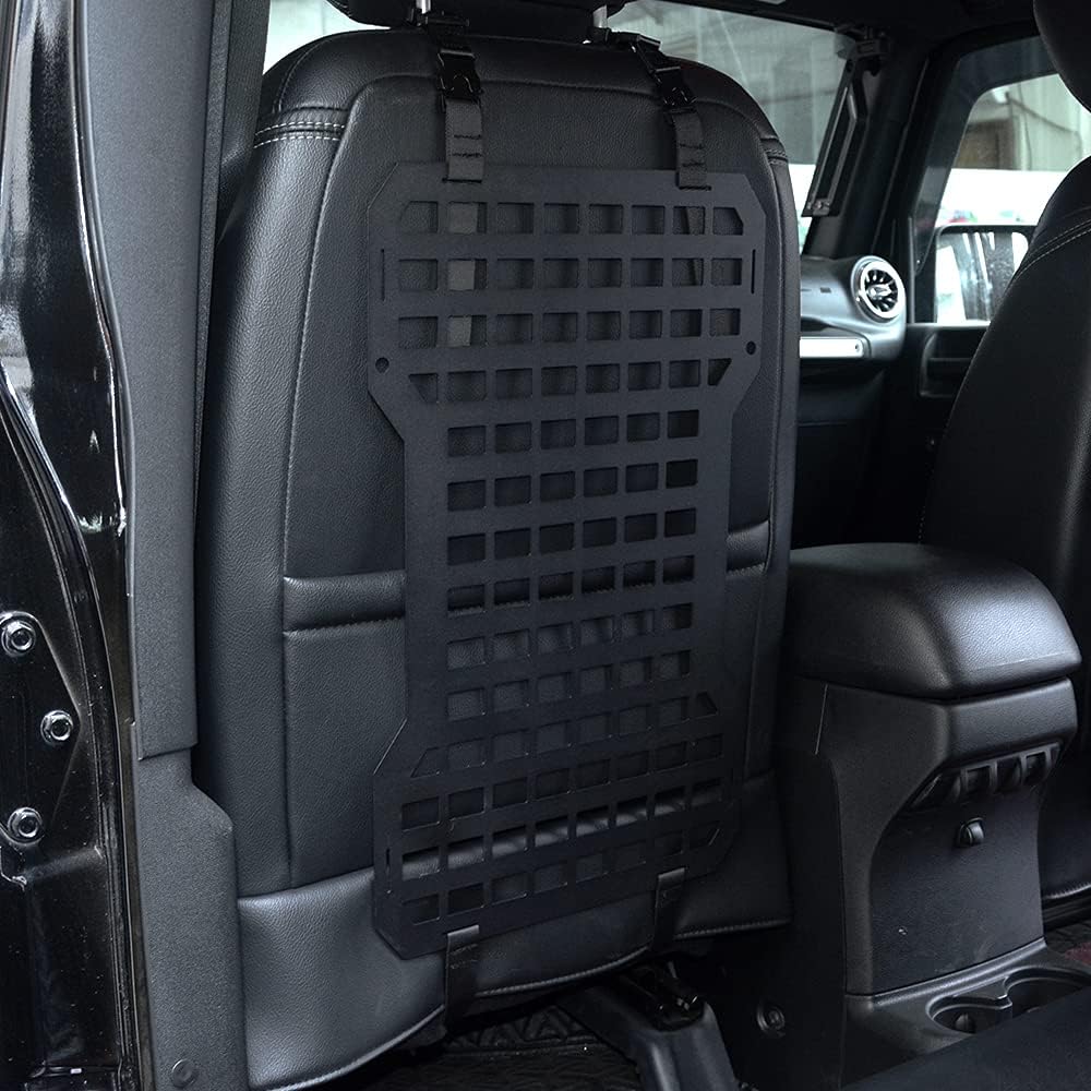 Rigid Aluminum MOLLE Seat Panel, Universal Car Tactical Seat Organizer Kit with First Aid Kit, Water Bottle Bag & Storage Pouches for Off-Road Overlanding