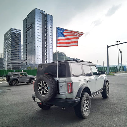Antenna Mount & Tailgate Hinge Mount Single Flag Compatible with Ford Bronco 2021 2022, Aluminum, No Drilling(Black)