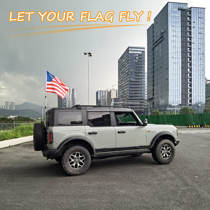 Antenna Mount & Tailgate Hinge Mount Single Flag Compatible with Ford Bronco 2021 2022, Aluminum, No Drilling(Black)