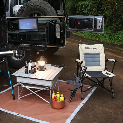 2-Tier Tailgate Table Rear Foldable Storage Cargo Rack Outdoor Camping Desk for 2007-2022 Jeep Wrangler JK&JL 4 Door (Not Fit JK Models with Stock Subwoofer)