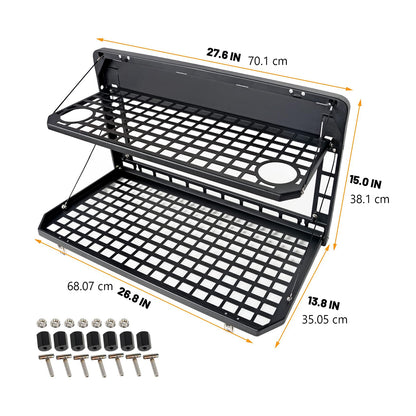 Tailgate Table Rear Foldable Cargo Shelf Aluminum Alloy Storage Shelf MOLLE Panel for Ford Bronco 2021-2024