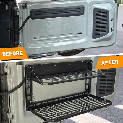 Tailgate Table Rear Foldable Cargo Shelf Aluminum Alloy Storage Shelf MOLLE Panel for Ford Bronco 2021-2024