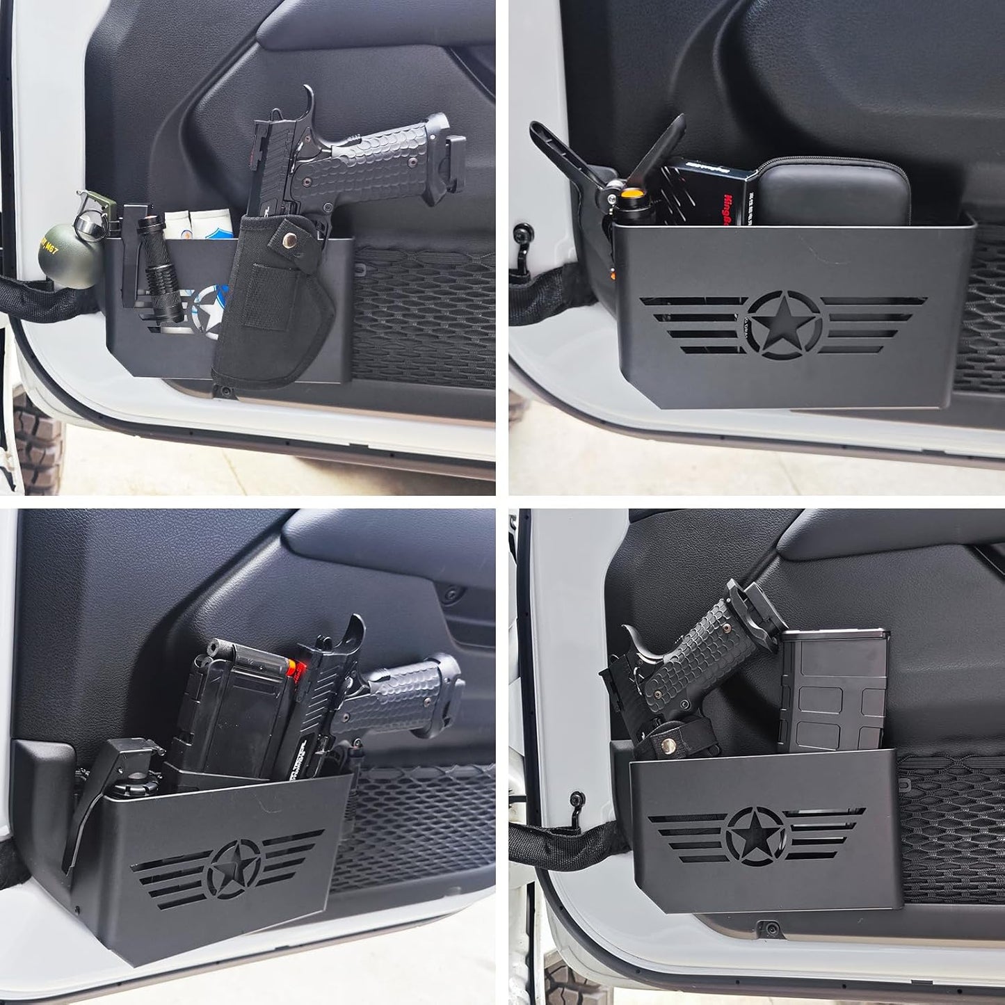 [$0.1]Jeep Wrangler JL/Gladiator JT/4XE(2018-2024) Front Door Organizer  - 2PC Five Star Logo