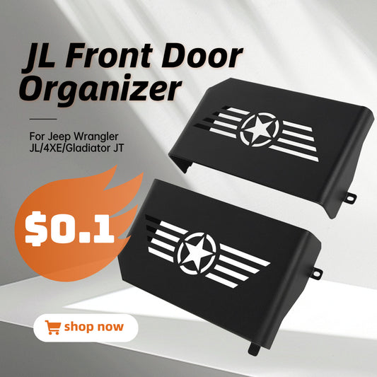 [$0.1]Jeep Wrangler JL/Gladiator JT/4XE(2018-2024) Front Door Organizer  - 2PC Five Star Logo