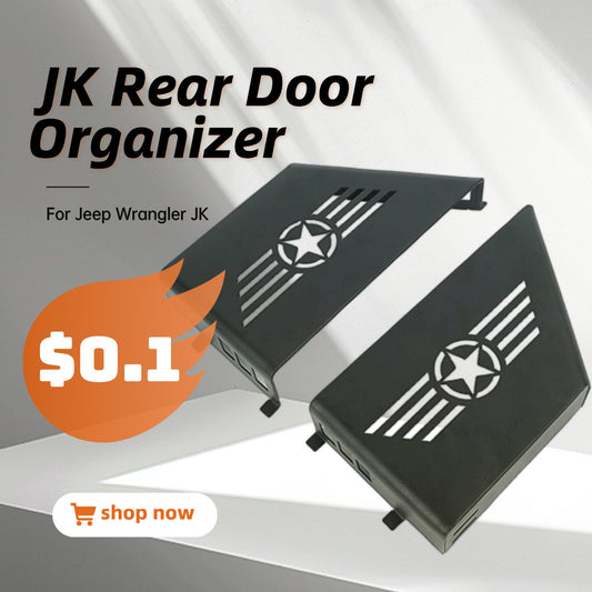 [$0.1]Jeep Wrangler JK Rear Door Organizer (2007-2018) - 2PC Five Star Logo