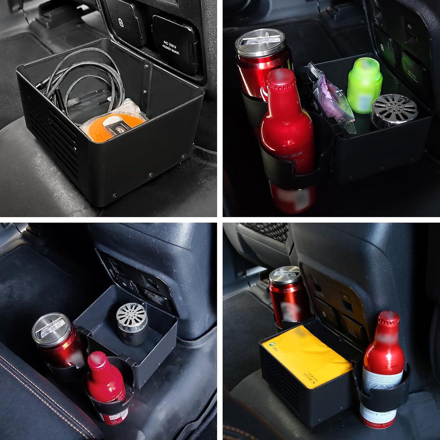 [$0.1]Bronco 2021-2023 4 Door (Not Sport) - Rear Seat Cup Holder Floor Console Storage Box