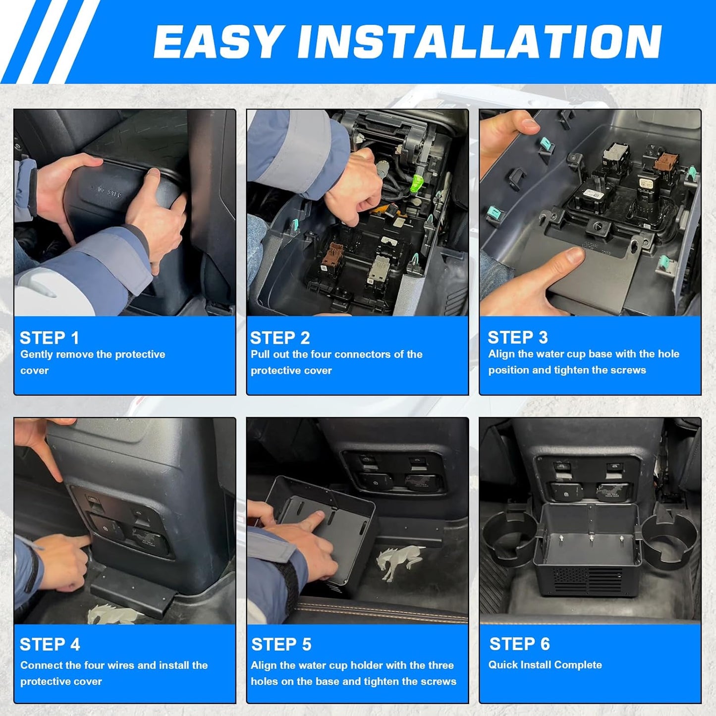 [$0.1]Bronco 2021-2023 4 Door (Not Sport) - Rear Seat Cup Holder Floor Console Storage Box