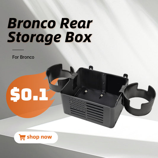 [$0.1]Bronco 2021-2023 4 Door (Not Sport) - Rear Seat Cup Holder Floor Console Storage Box