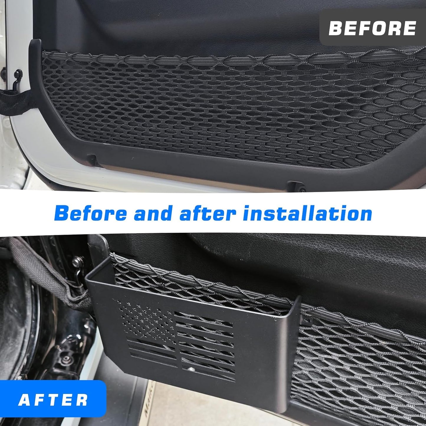 [$0.1] Jeep Wrangler JL/JT/JLU(2018-2024)  Front Door Organizer - 2PC US Flag Logo