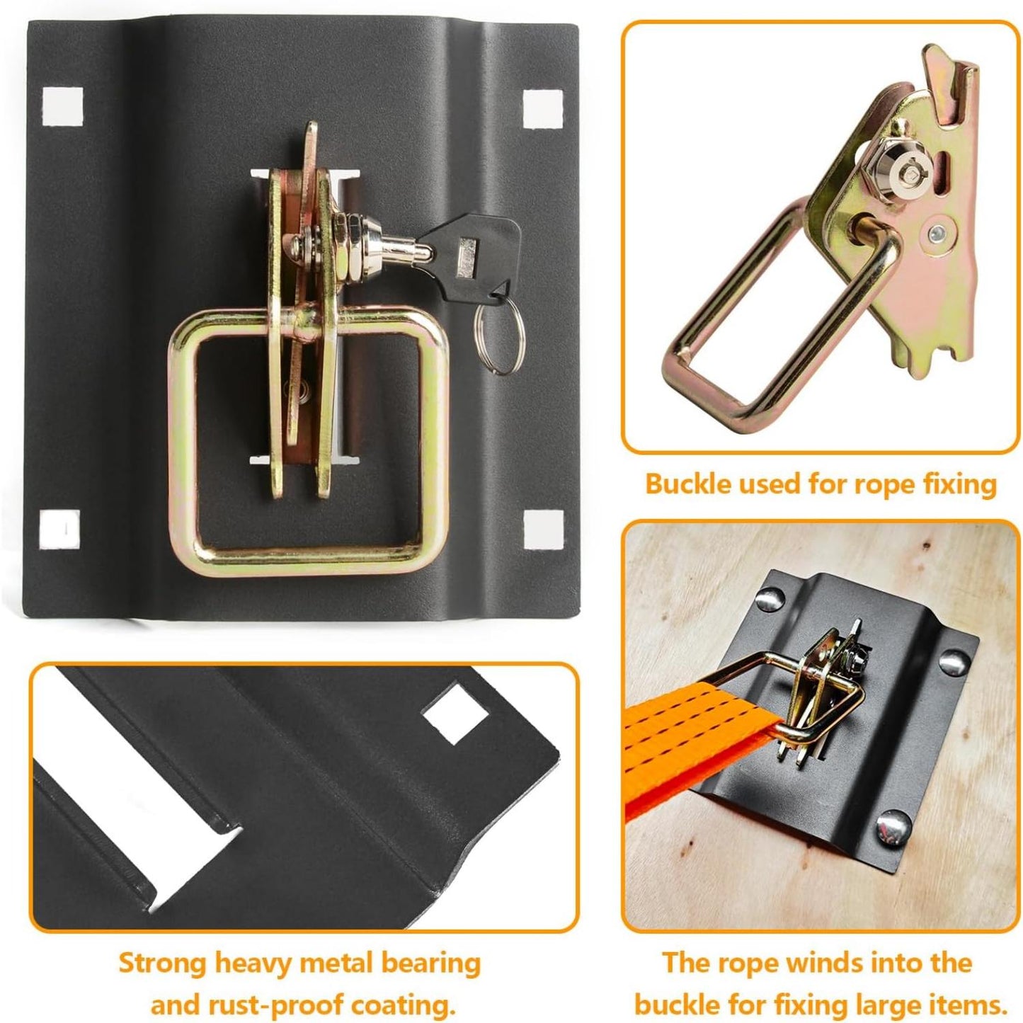 [$0.1]4-Pack Heavy Duty Trailer Tie Down Hooks - Universal Cargo Anchors for Trucks, Trailers & RVs