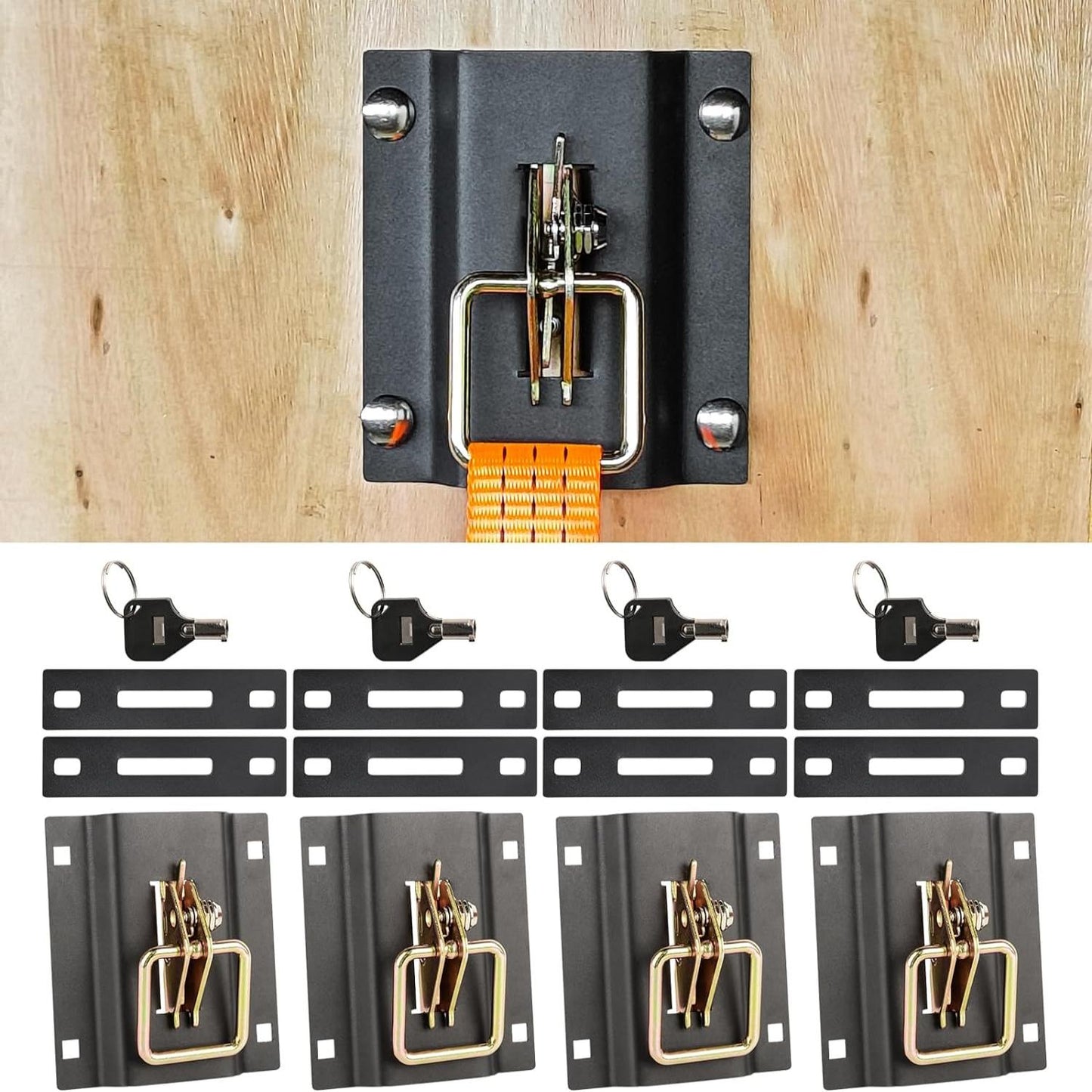 [$0.1]4-Pack Heavy Duty Trailer Tie Down Hooks - Universal Cargo Anchors for Trucks, Trailers & RVs