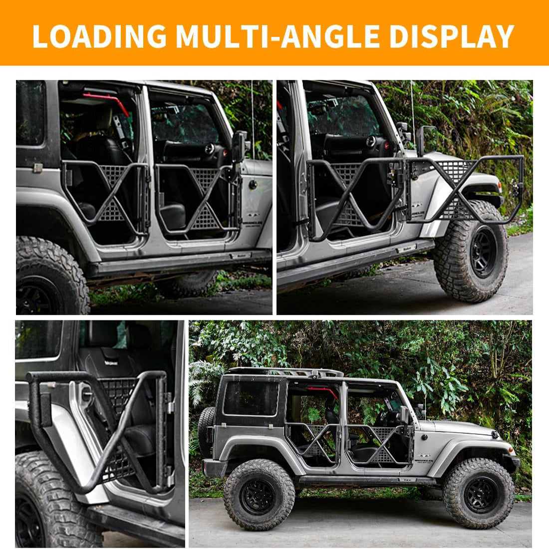 Rugged Tube Doors for Jeep Wrangler JK/JKU 4-Door Models: Safari-Ready Half Doors with Rearview Mirror for Off-Road Adventures