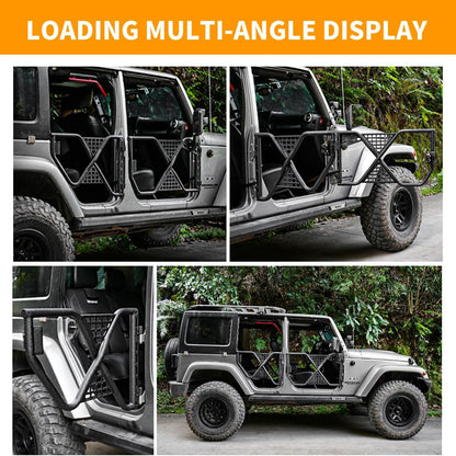 Rugged Tube Doors for Jeep Wrangler JK/JKU 4-Door Models: Safari-Ready Half Doors with Rearview Mirror for Off-Road Adventures